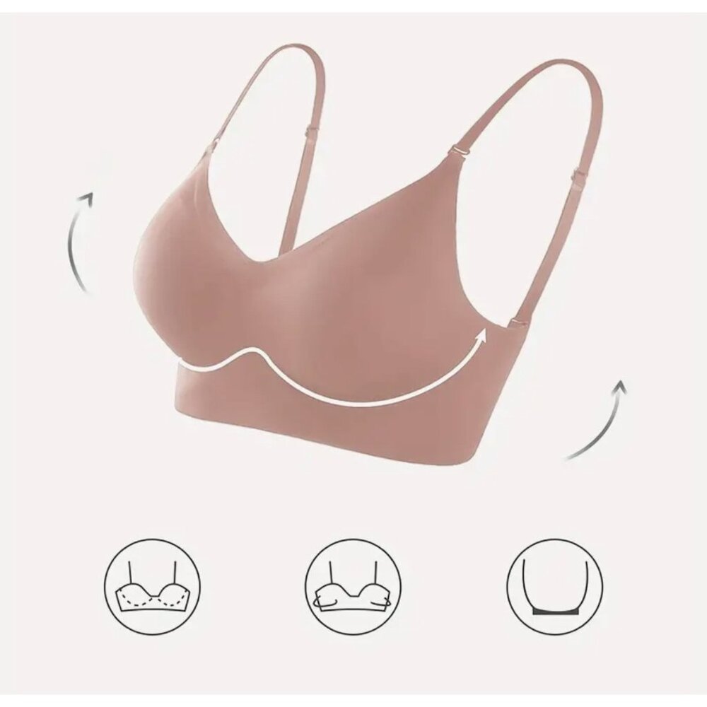 New Seamless Backless Adjustable Strap Bra Khaki XL